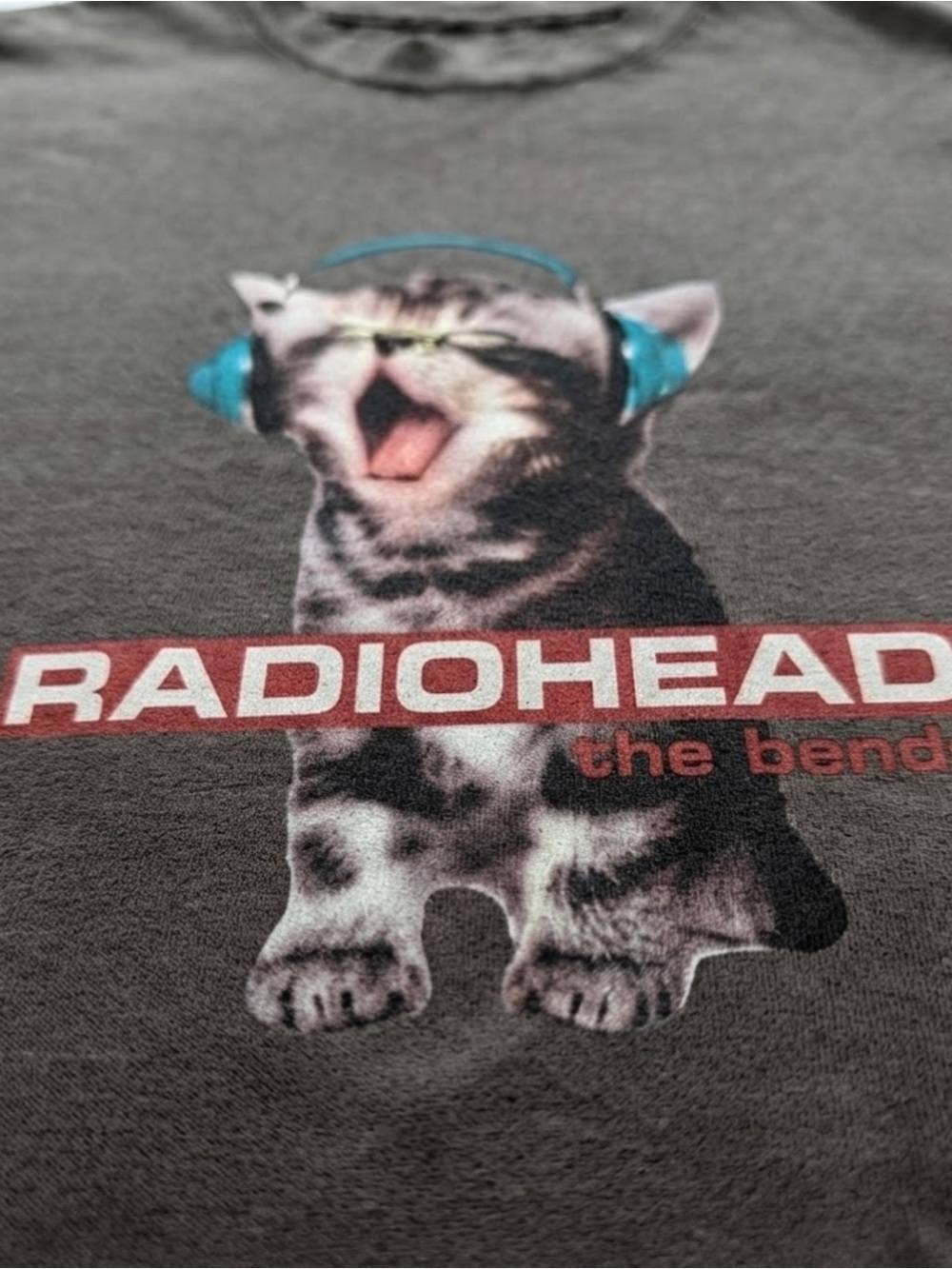Radiohead Cat Graphic T-Shirt Unisex Brown Crewneck Gildan Cotton Tee - Picture 2 of 2